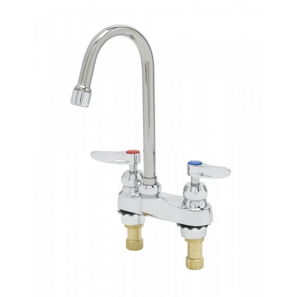 4&apos;&apos; Centerset Faucet, Gooseneck, Ceramas, Lever Handles w/ VR Screws, 2.2 GPM Aerator