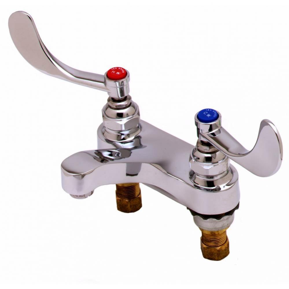 Medical Faucet, Deck Mount, Cast Basin Spout, 2.2 GPM Aerator, 4&apos;&apos; Wrist Action Handles