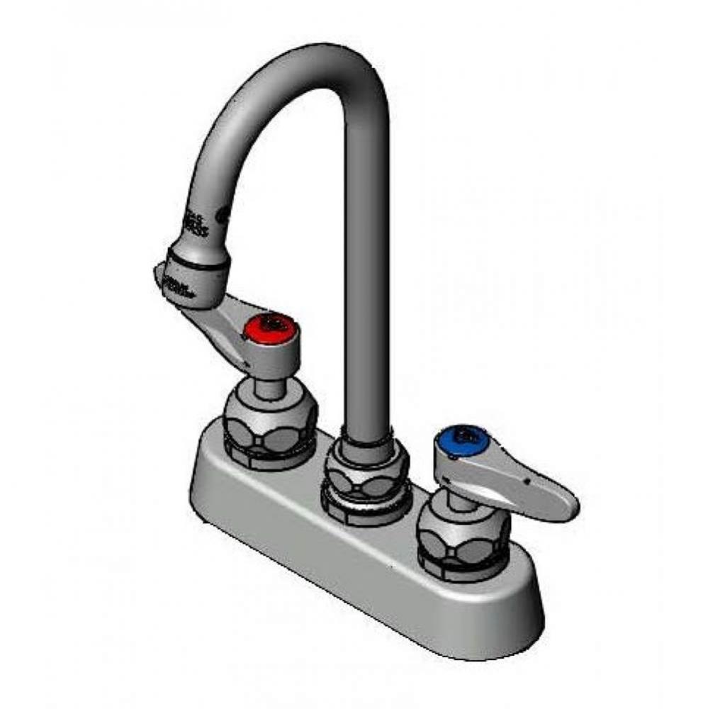 4&apos;&apos; Workboard Faucet, Deck Mount, Ceramas, Swivel Gooseneck, 1.5 GPM, Lever Handles