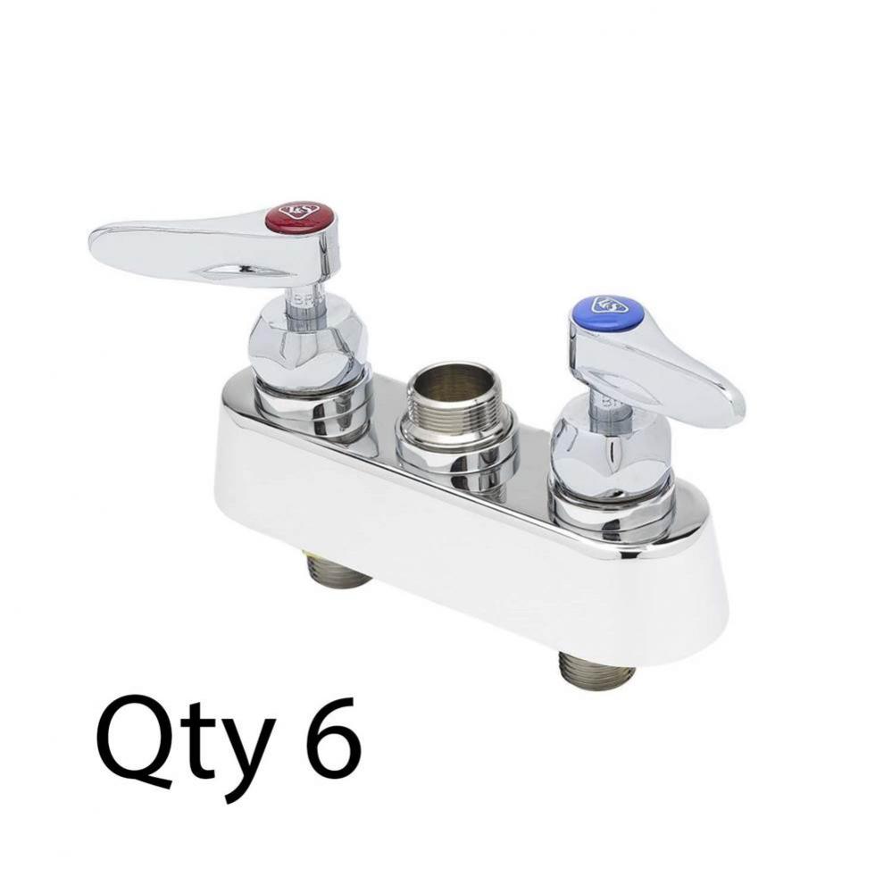 4&apos;&apos; Deck Mount Workboard Faucet, Less Nozzle, Cerama, Lever Handles (QTY. 6)