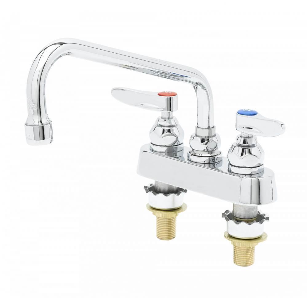 Workboard Faucet, Deck Mount, 4&apos;&apos; Centers, 8&apos;&apos; Swing Nozzle, Lever Handles, 2&