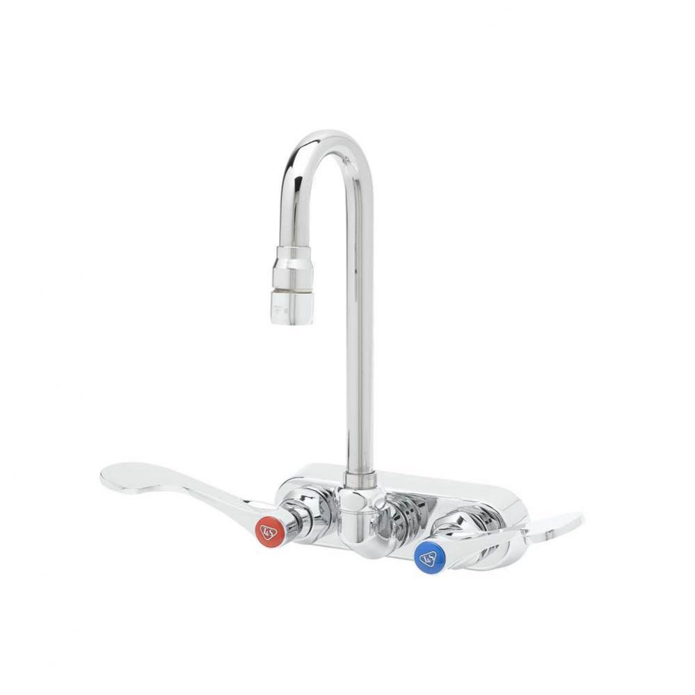 4&apos;&apos; Workboard Faucet, Wall Mount, Ceramas w/ Check Valves, Swivel Gooseneck, 4&apos;&apo