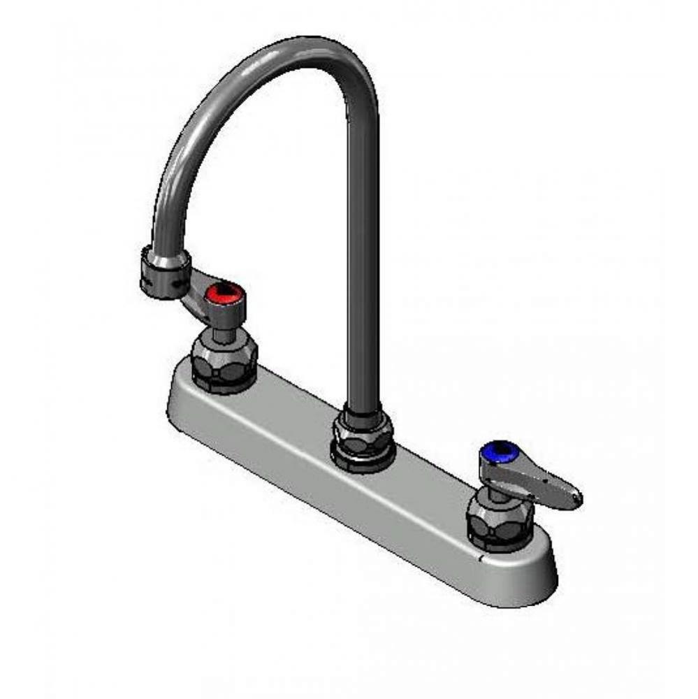 8&apos;&apos; Deck Mount Faucet, Ceramas, Lever Handles, Swivel Gooseneck w/ VR 2.2 GPM Aerator