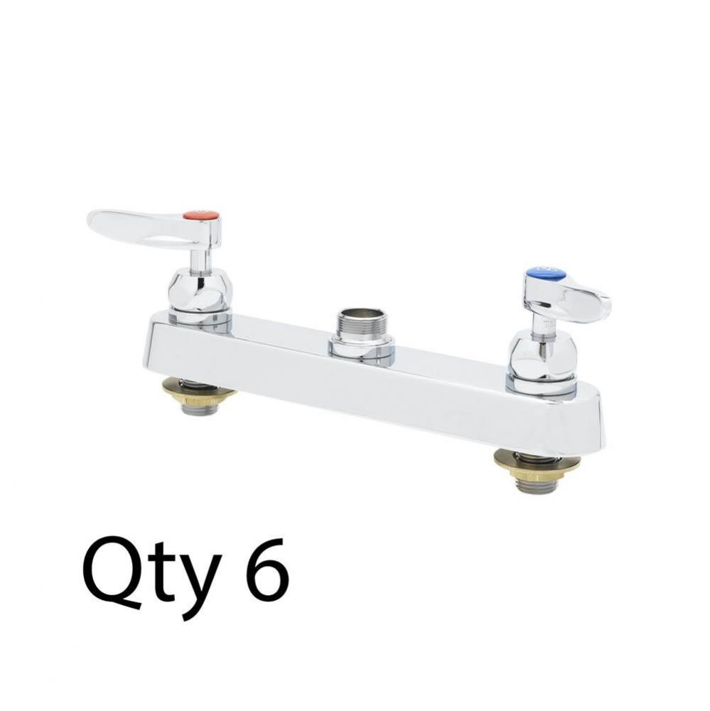 8&apos;&apos; Deck Mount Workboard Faucet, Less Nozzle, Cerama, Lever Handles (QTY. 6)