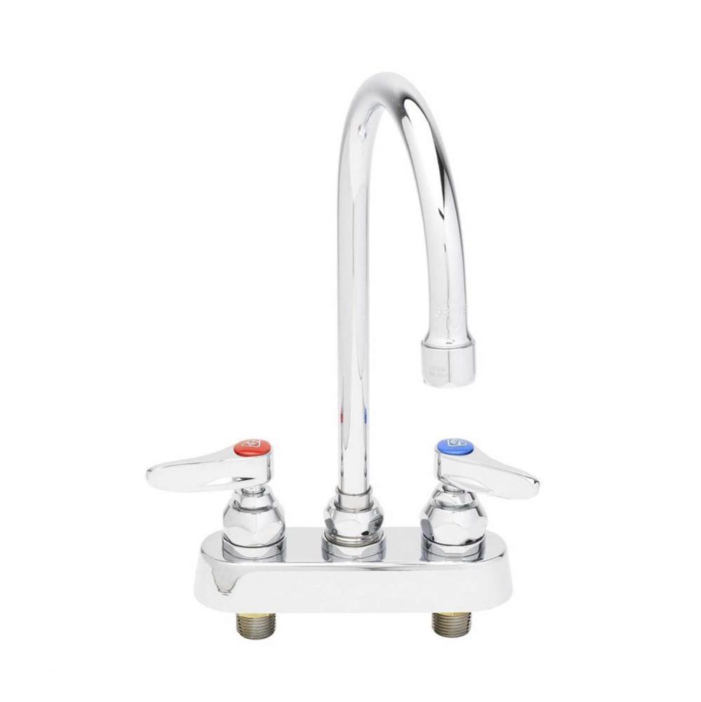 4&apos;&apos; Deck Mount Workboard Mixing Faucet, Swivel Gooseneck w/ 2.2 GPM Aerator, Lever Handl