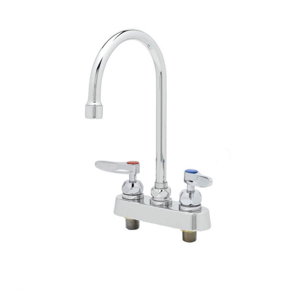 Workboard Faucet, 4&apos;&apos; Deck Mount, Ceramas, Swivel Gooseneck, 2.2 GPM Aerator, Lever Hand