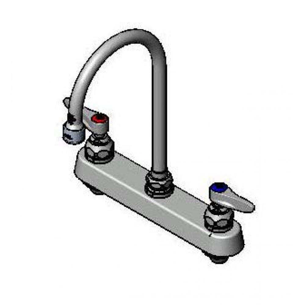 Workboard Faucet, 8&apos;&apos; Deck Mount, 6&apos;&apos; Swivel GN, 0.5 GPM VR Outlet, Lever Hand