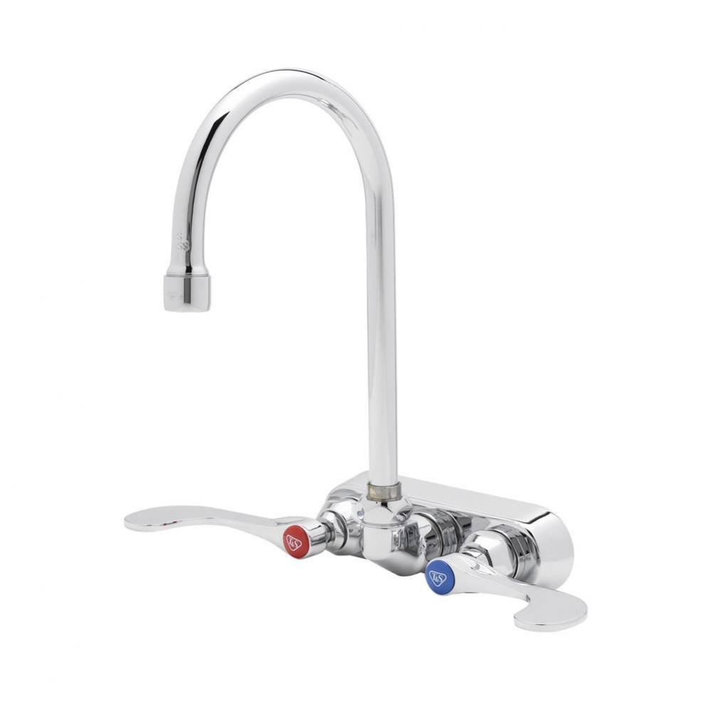 Workboard Faucet, Wall Mount, 4&apos;&apos; Centers, Swivel Gooseneck, 4&apos;&apos; Wrist Action