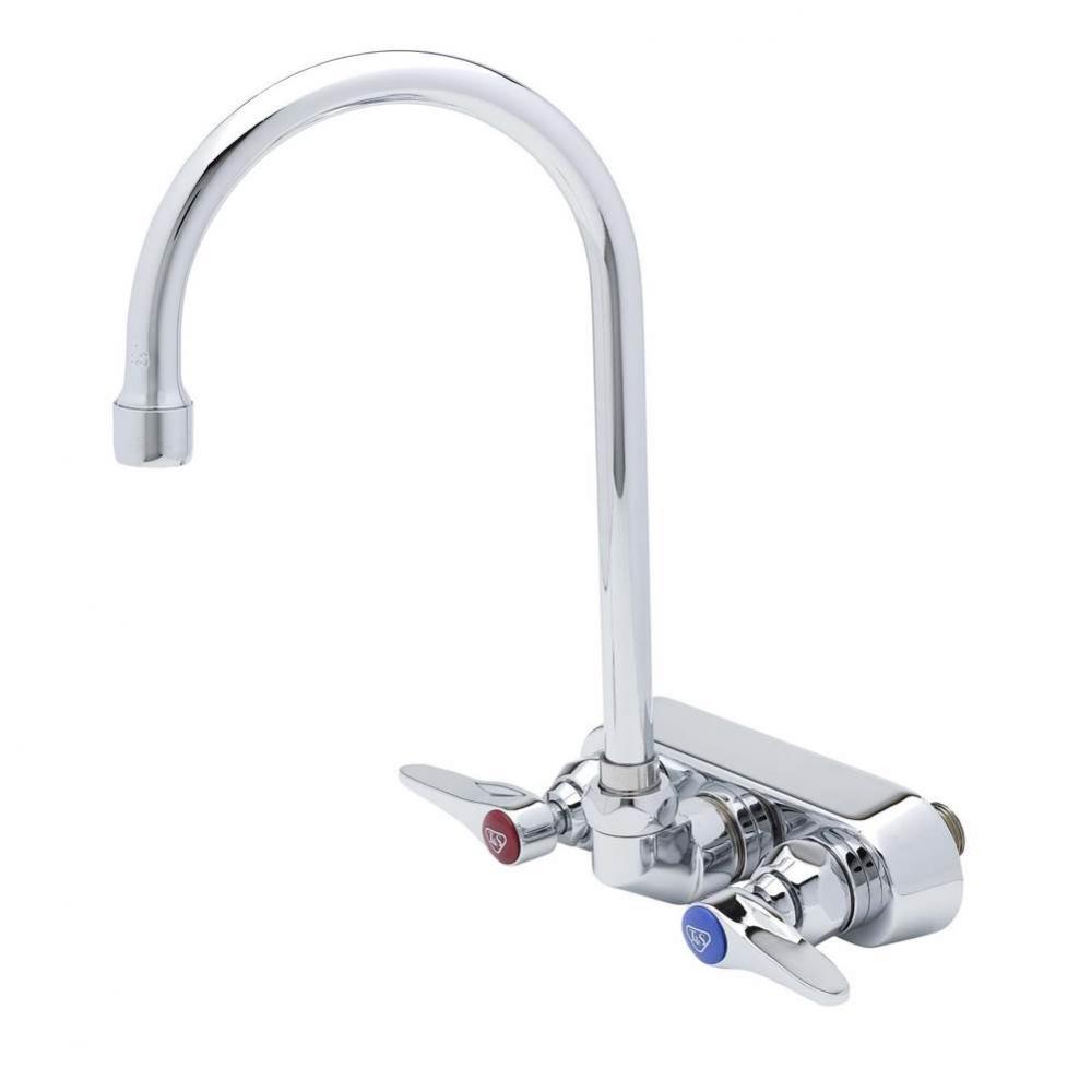 Workboard Faucet, 4&apos;&apos; Wall Mount, 133X Swivel Gooseneck, Lever Handles