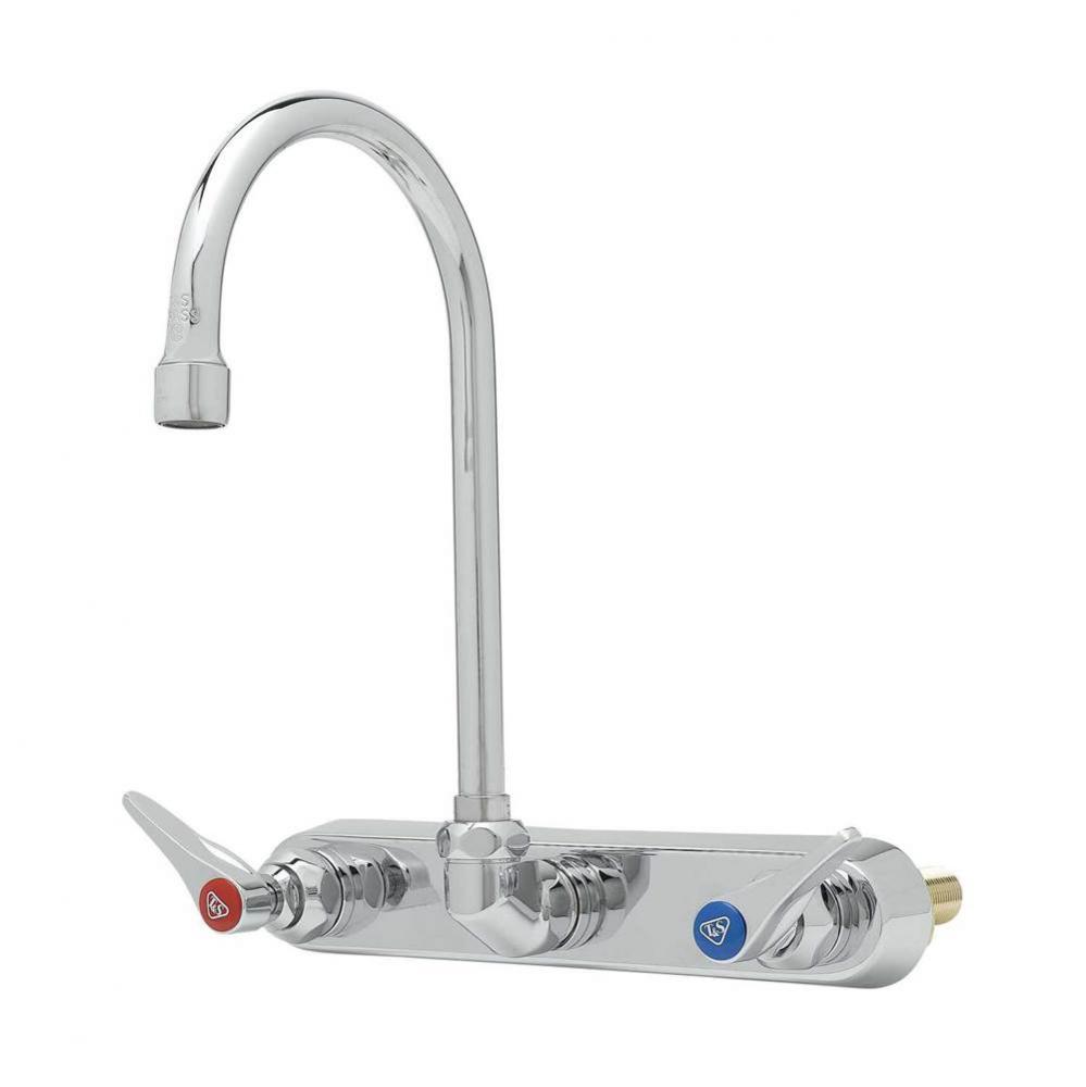 Workboard Faucet, Wall Mount, 8&apos;&apos; Centers, Swivel Gooseneck, Lever Handles, 2&apos;&apos