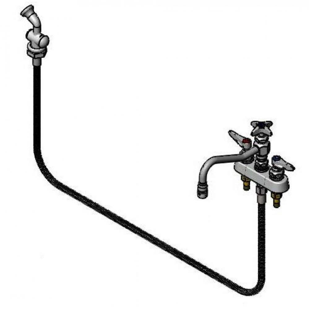 Workboard Faucet, Deck Mount, 4&apos;&apos; Centers, 8&apos;&apos; Swing Nozzle w/Diverter, Hose,