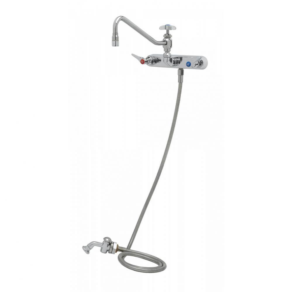 Workboard Faucet, 8&apos;&apos; Wall Mount, 12&apos;&apos; Swing Nozzle w/ Diverter, Hose, Spray V