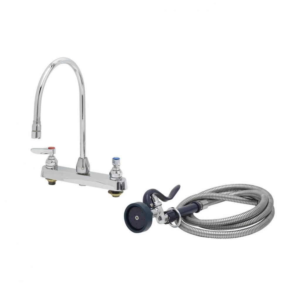 8&apos;&apos; c/c Workboard Faucet, 135X Gooseneck, B-0199-02 Aerator, EB-0096-H Flex Hose, EB-010