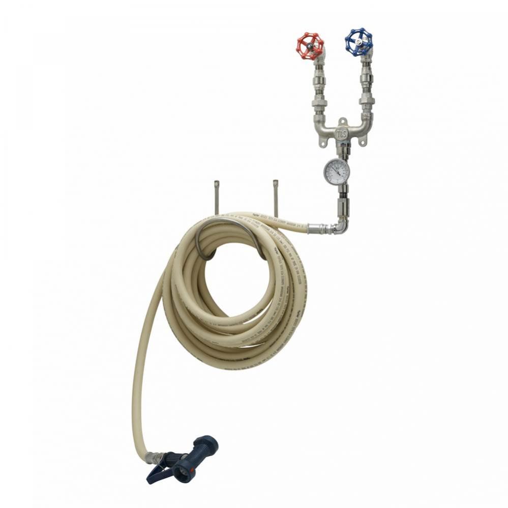 Washdown Station, Hot and Cold Water, Thermometer, Mixing Valve 3/4&apos;&apos; NPT Inlets, 50&apo