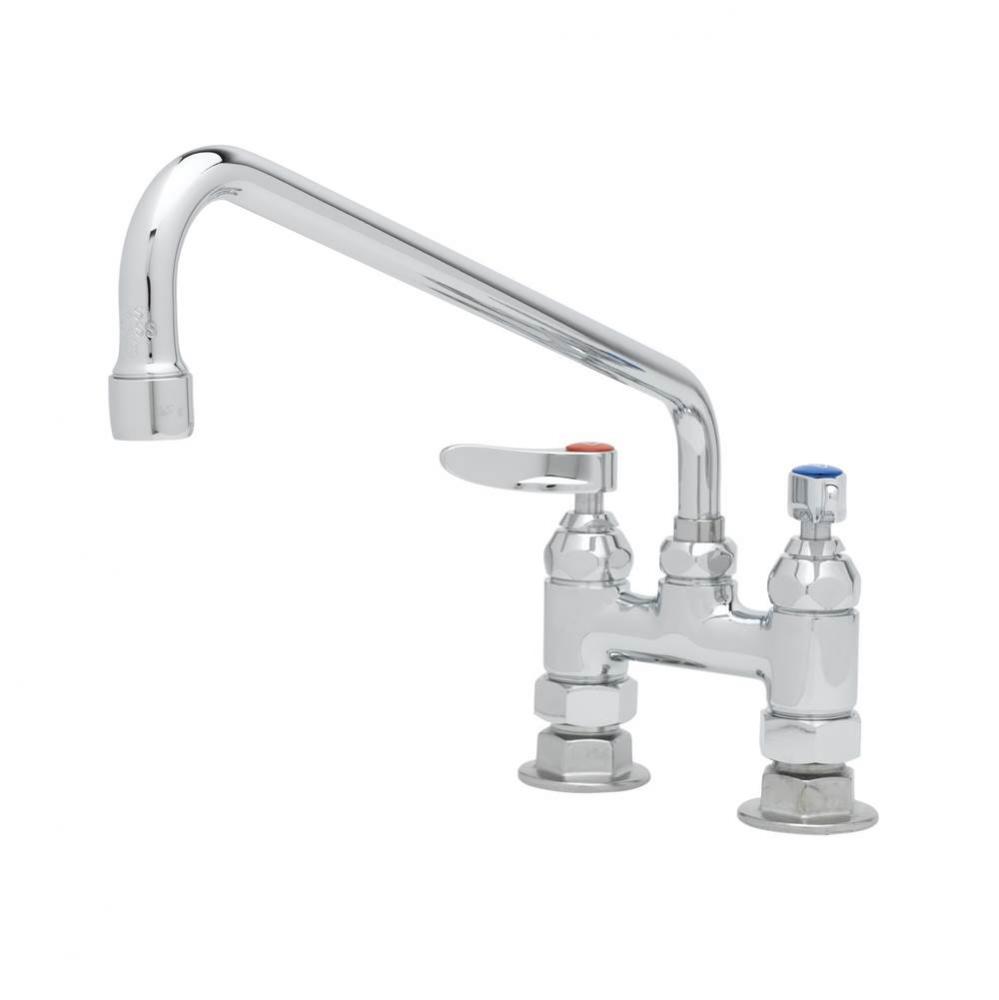 Double Pantry Faucet, 4&apos;&apos; Deck Mount, 18&apos;&apos; Swing Nozzle, 1/2&apos;&apos; NPT M