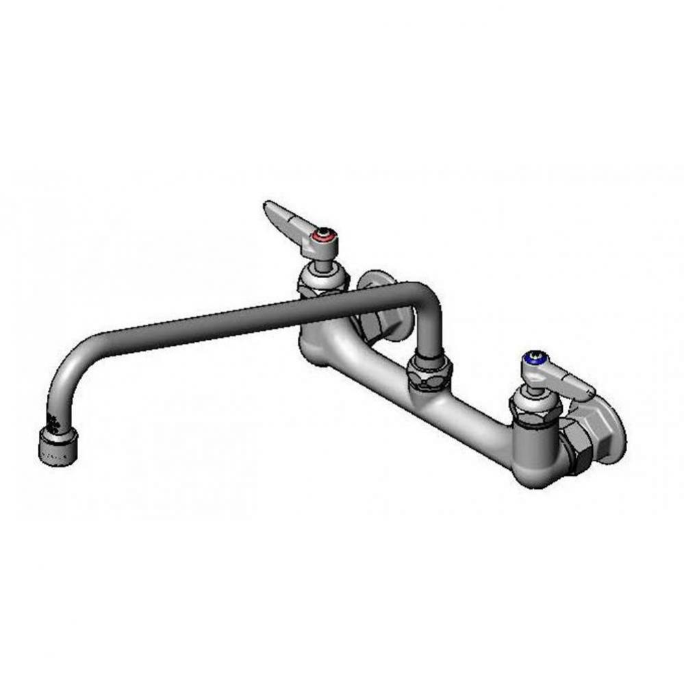 Double Pantry Faucet, 8&apos;&apos; Wall Mount, Ceramas, 14&apos;&apos; Swing Nozzle w/ 2.2 GPM VR