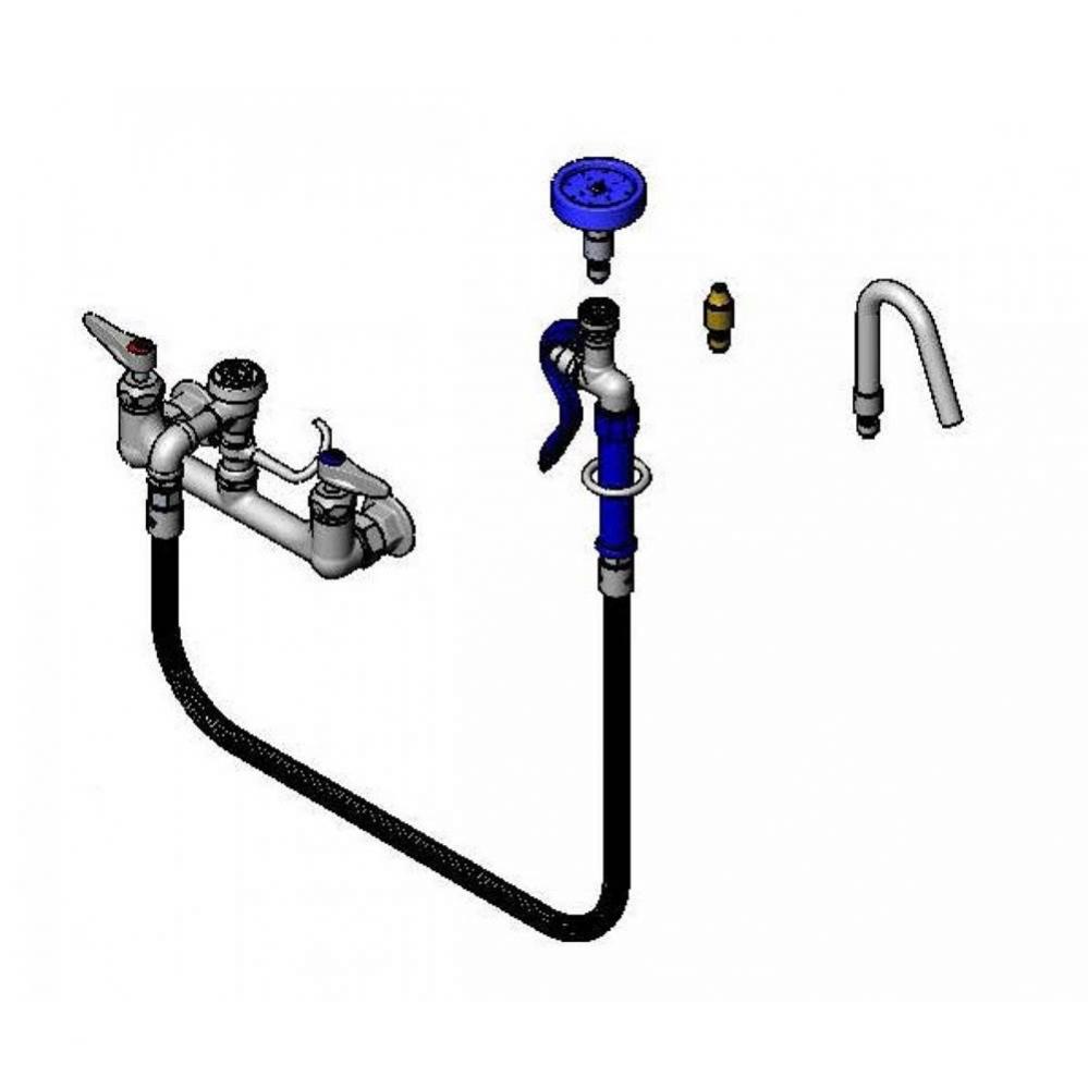 Pot &amp; Kettle Filler, 8&apos;&apos; Wall Mount, Vacuum Breaker, 44&apos;&apos; Hose w/ Quick-Co