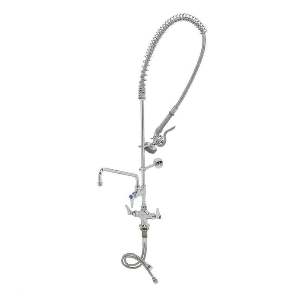 Pre-Rinse, Single Hole Base, Overhead Spring, Add-On Faucet, 12&apos;&apos; Nozzle, Wall Bracket