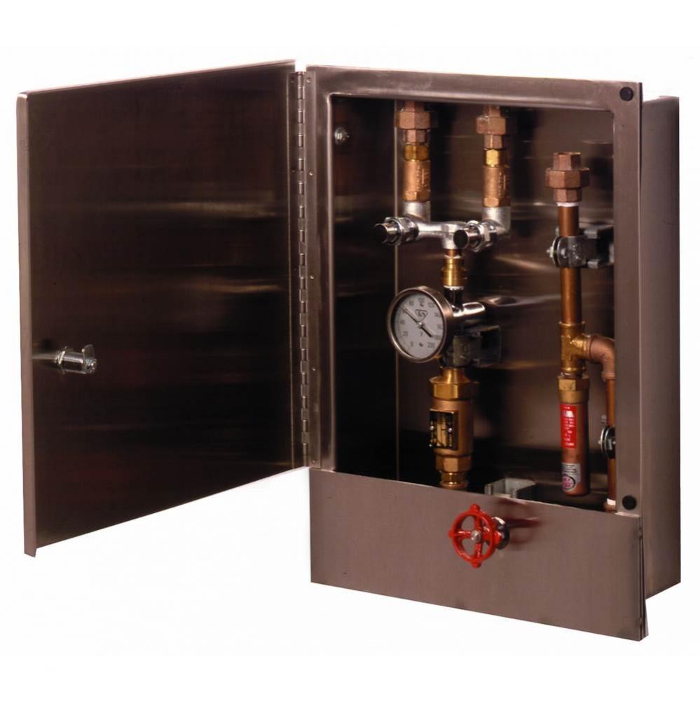 Hose Reel Control Cabinet with Control Valve, Temp Gauge &amp; Dual Check Valves (Non-Potable Appl