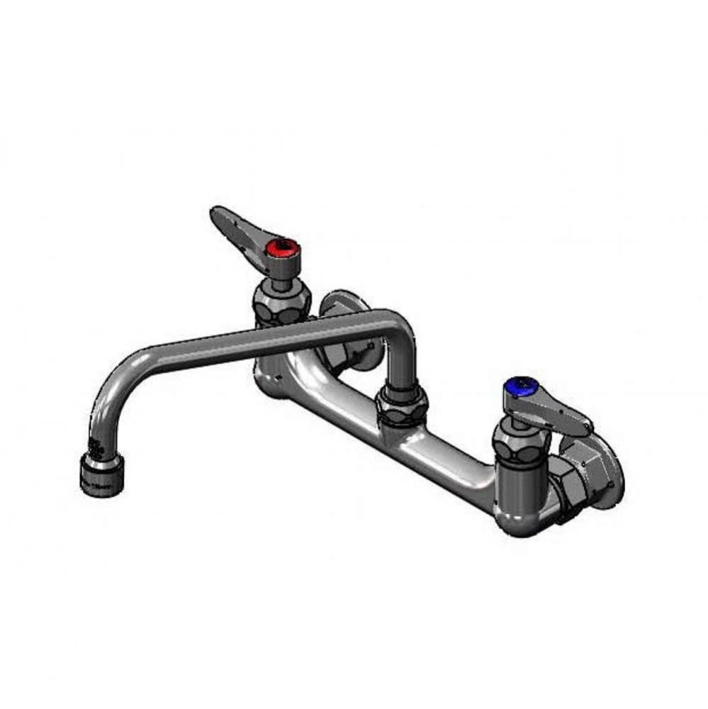 8&apos;&apos; Wall Mount Faucet, Ceramas, Lever Handles, 10&apos;&apos; Nozzle, 2.2 GPM VR Aerator