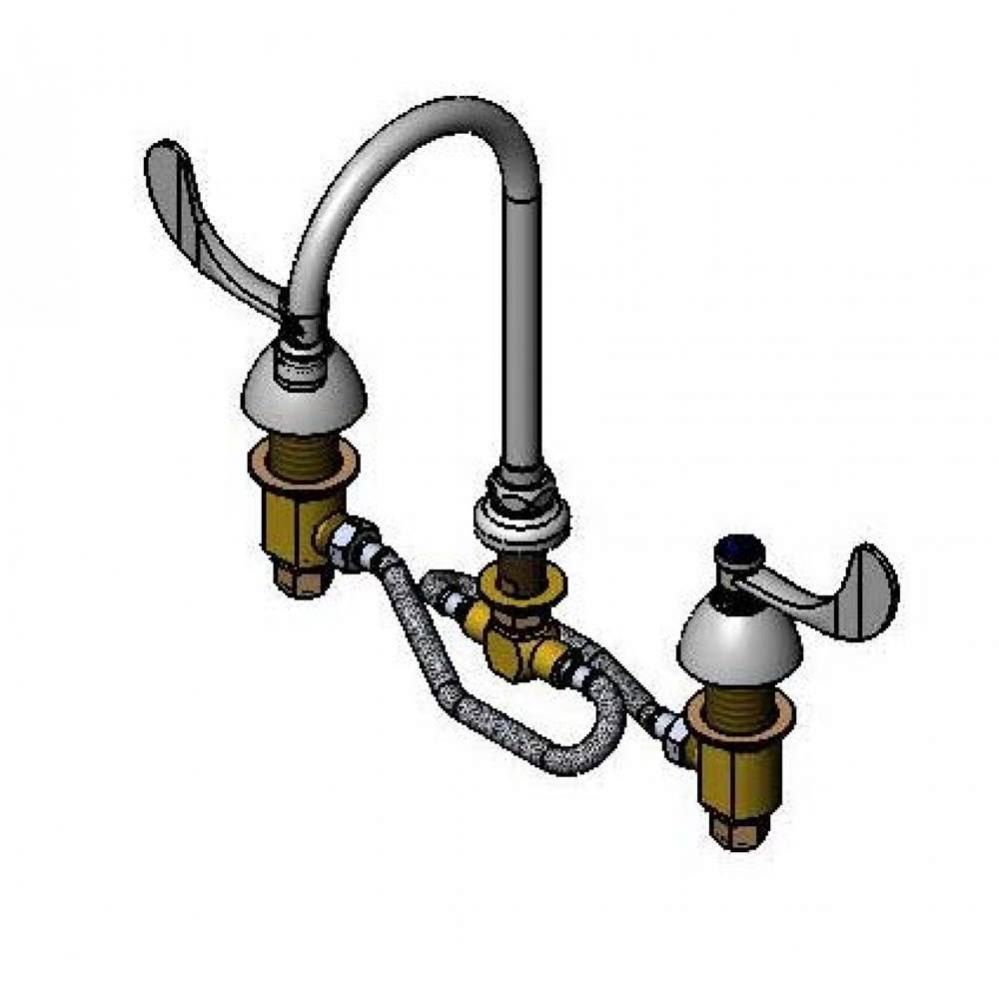 Medical Faucet, 12&apos;&apos; Flex Lines, Ceramas, Swivel Gooseneck, 2.2 GPM Laminar, VR Screws