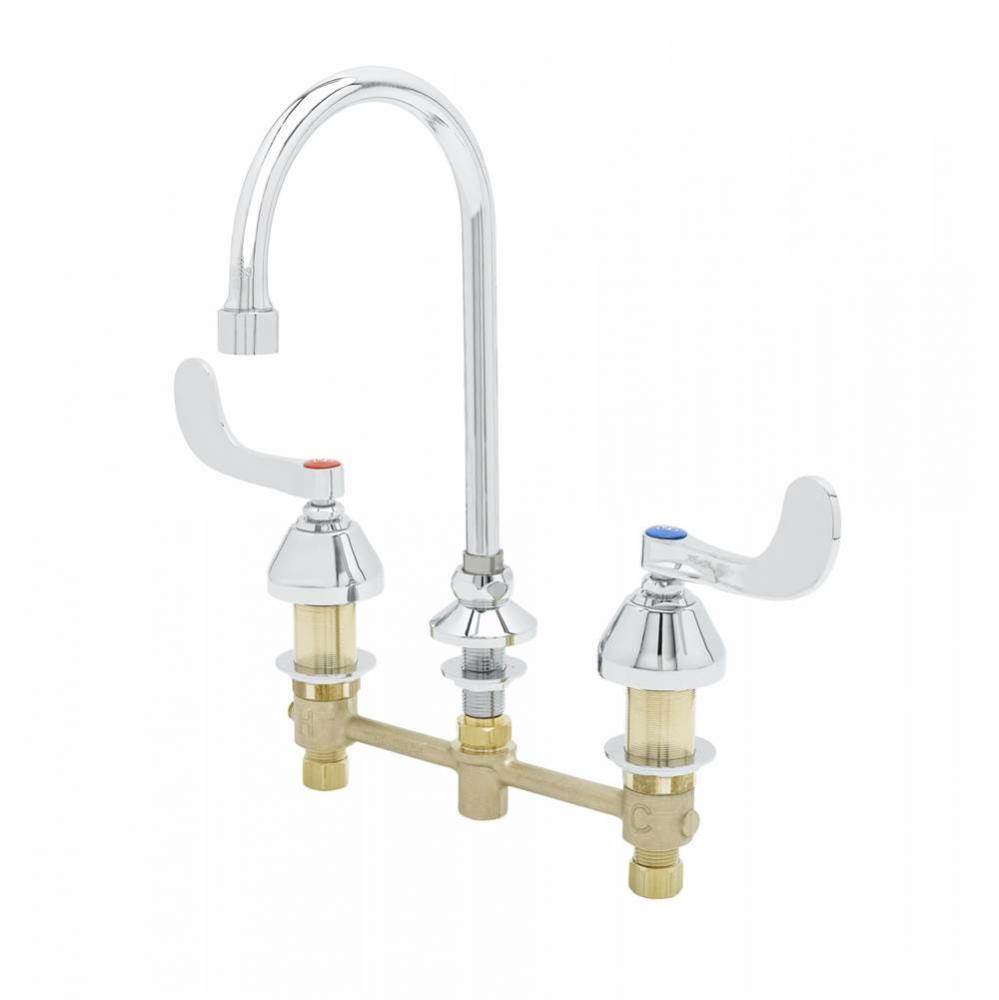 Medical Faucet, 8&apos;&apos; c/c, 1/4 Turn Eternas, Swivel Gooseneck, B-0199-21-VRF Aerator