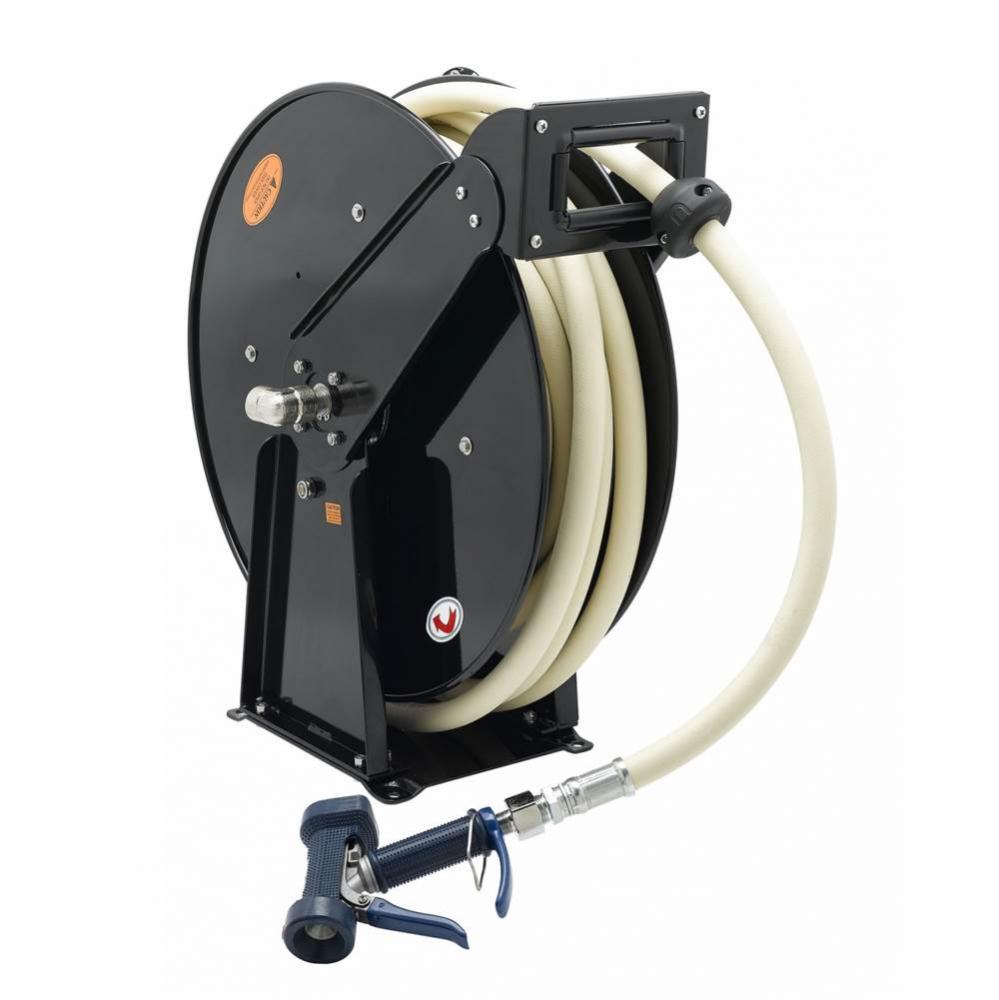 Hose Reel, Open, Epoxy Coated Steel, 3/4&apos;&apos; x 50&apos; Hose, 7/16&apos;&apos; Front Trigg