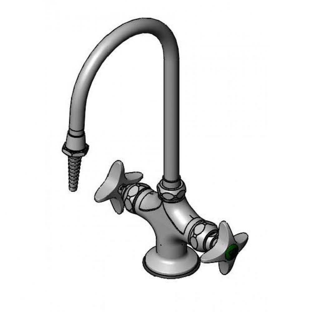 Lab Mixing Faucet, Swivel/Rigid Gooseneck, Serrated Tip