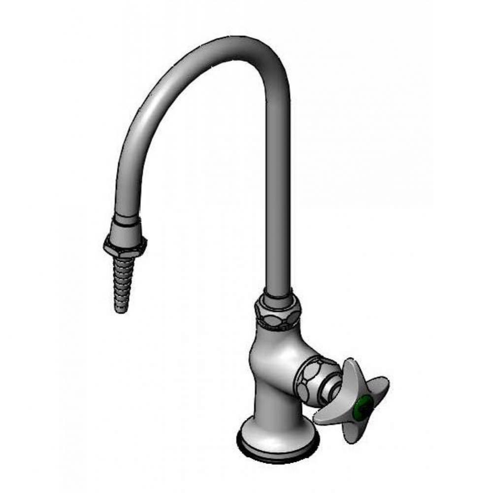 Lab Faucet, Single Temp, Swivel Gooseneck, Serrated Tip, 1/2&apos;&apos; NPSM Male Shank