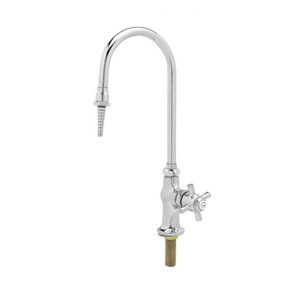 Lab Faucet, Tin Lined, Single Temp, Swivel/Rigid Gooseneck, Serrated Tip, Fast Self Closin