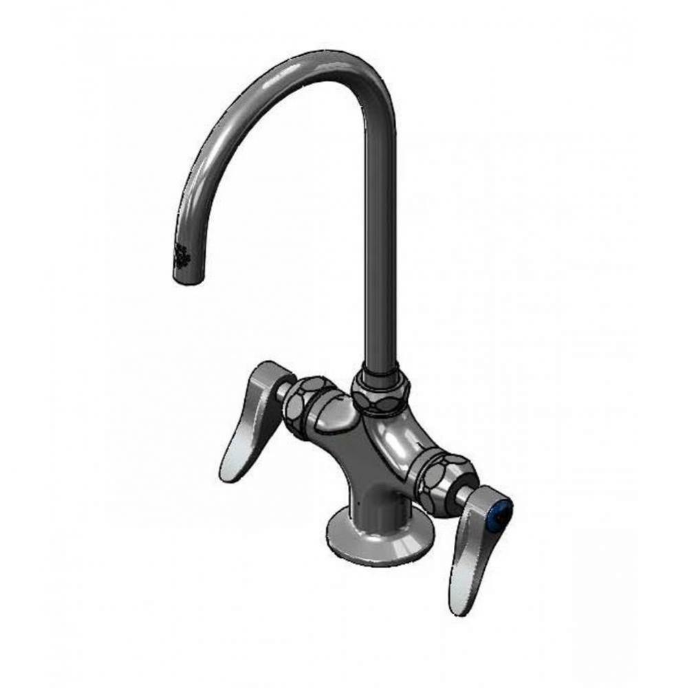 Double Pantry Faucet, Single Hole, Ceramas, 133XP-F22 Swivel Gooseneck, Lever Handles