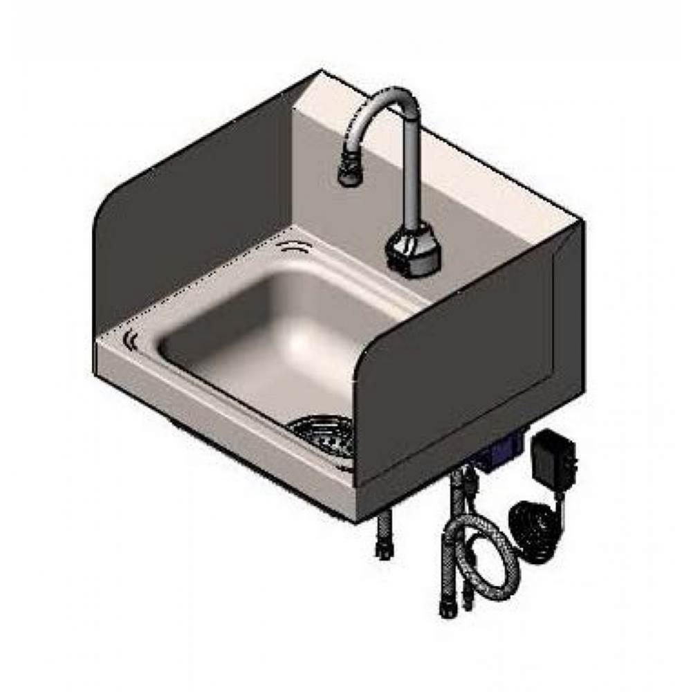 Sink Package: Hand Wash Sink w/ Drain Assembly and Side Shields &amp; EC-3101 Sensor Faucet