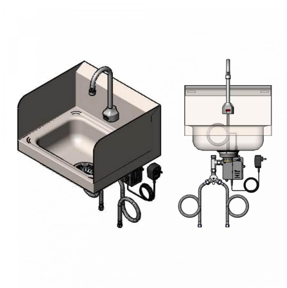 Sink Package: Hand Wash Sink w/ Drain Assembly and Side Shields &amp; EC-3101 Sensor Faucet