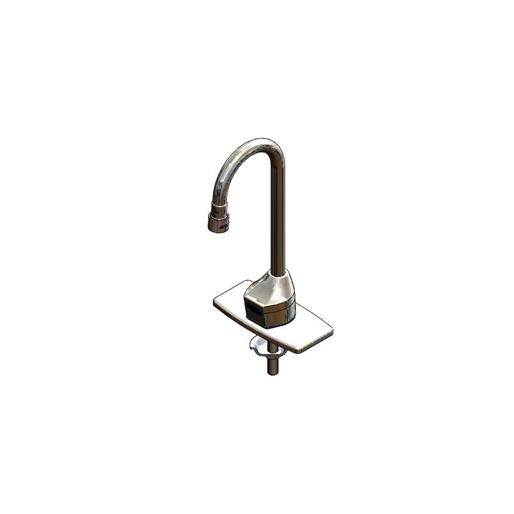 ChekPoint Elec Faucet, Deck Mount, Gooseneck, AC/DC, 0.5 gpm VR Outlet, 4&apos;&apos; DeckPlate, T