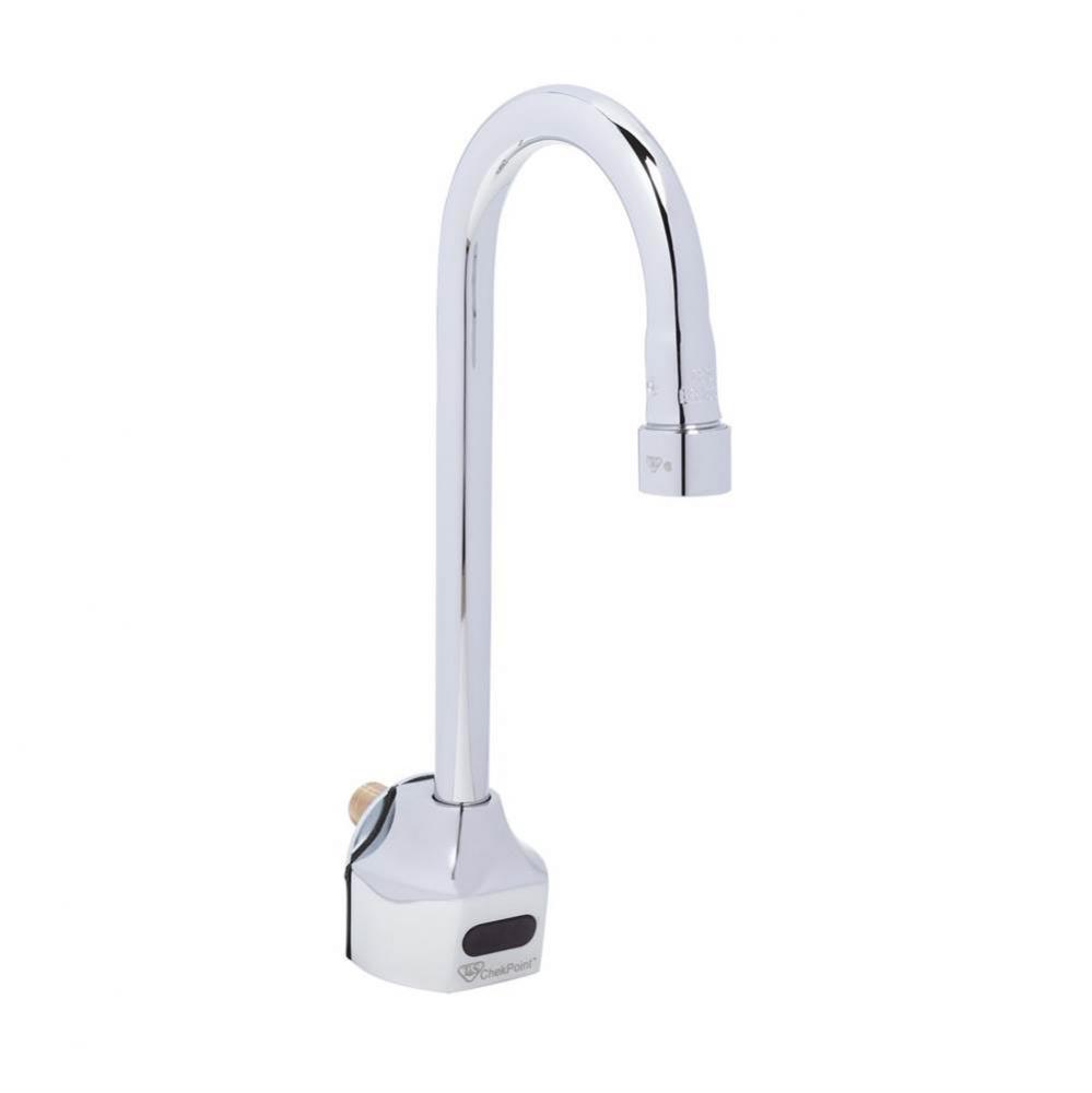 ChekPoint Sensor Faucet, Wall Mount, Gooseneck, AC/DC Control Module, 0.5 GPM Outlet, TMV