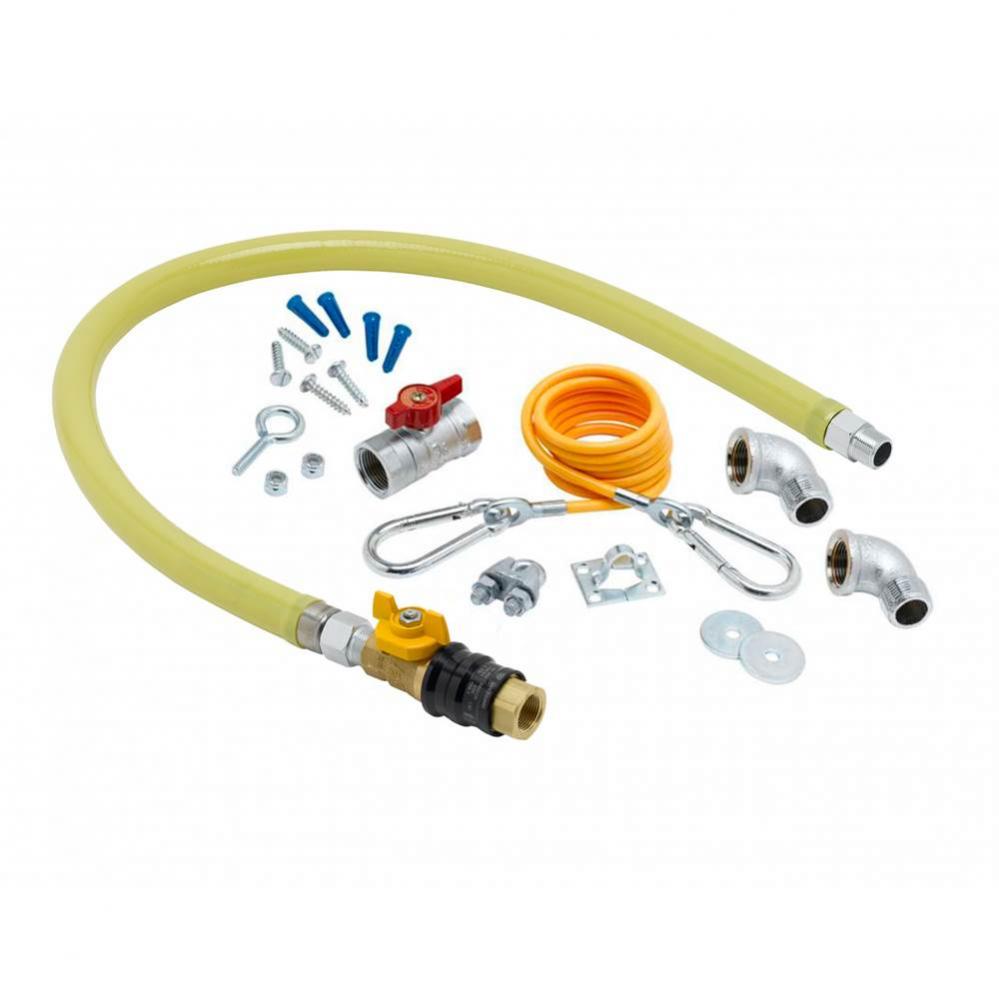 3/4&apos;&apos; NPT x 36&apos;&apos; Gas Hose, Quick-Disconnect Valve (QDV), Cable Kit &amp; Stree