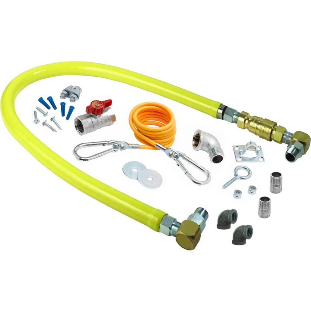 Gas Hose w/ QD, 3/4&apos;&apos; NPT x 36&apos;&apos;, SwiveLinks, Cable Kit, Ball Valve, Gas Elbow