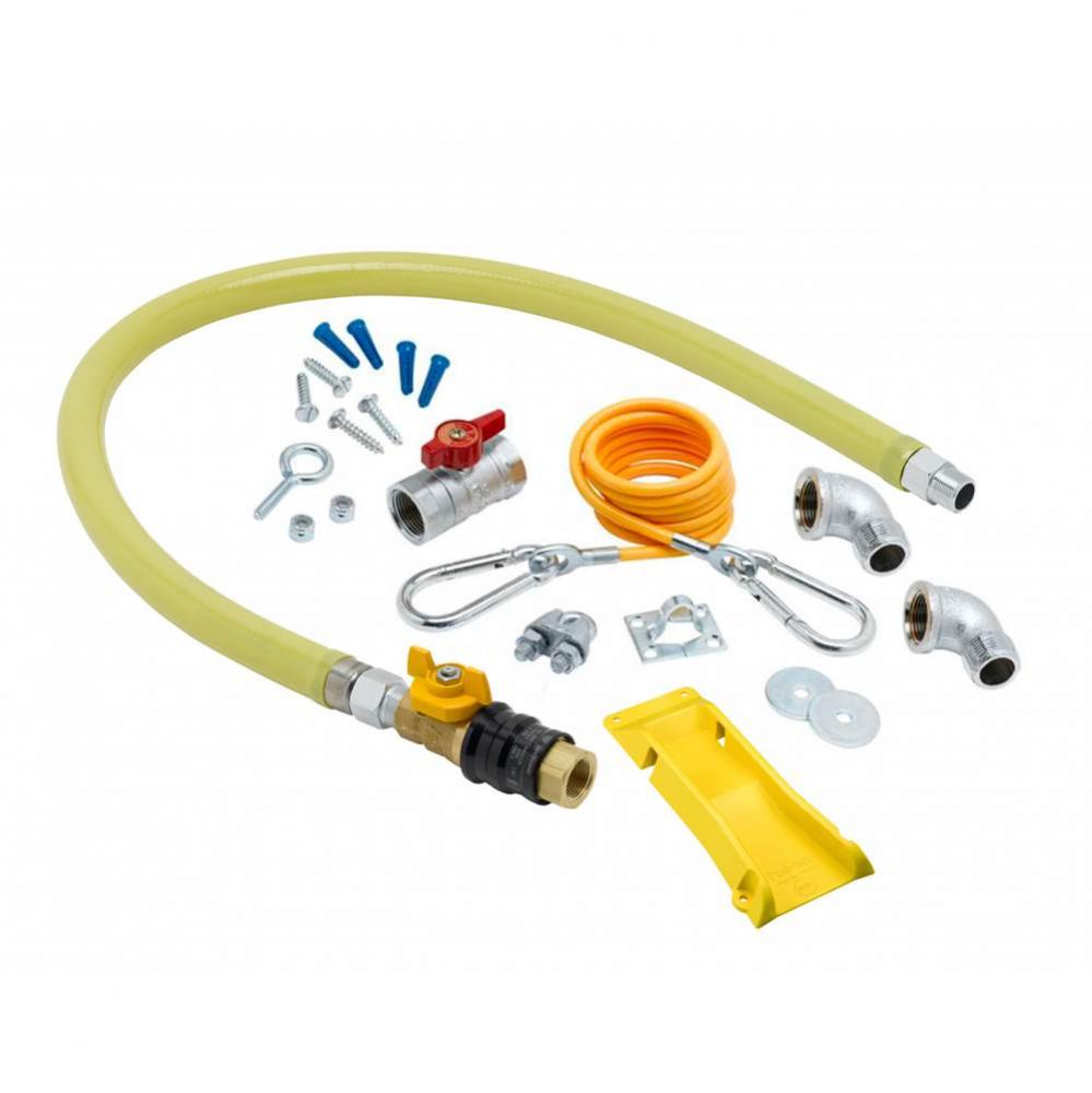 3/4&apos;&apos; NPT x 48&apos;&apos; Gas Hose, Quick-Disconnect Valve (QDV), Cable Kit, Street Els