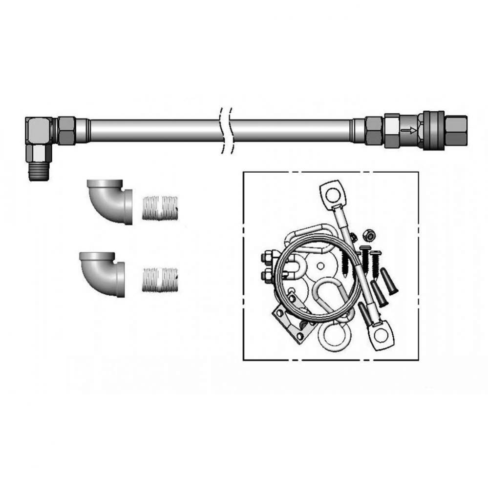 Gas Hose, 3/4&apos;&apos; NPT x 48&apos;&apos; Long, SwiveLink, Quick-Disconnect, FF Elbows, Cable