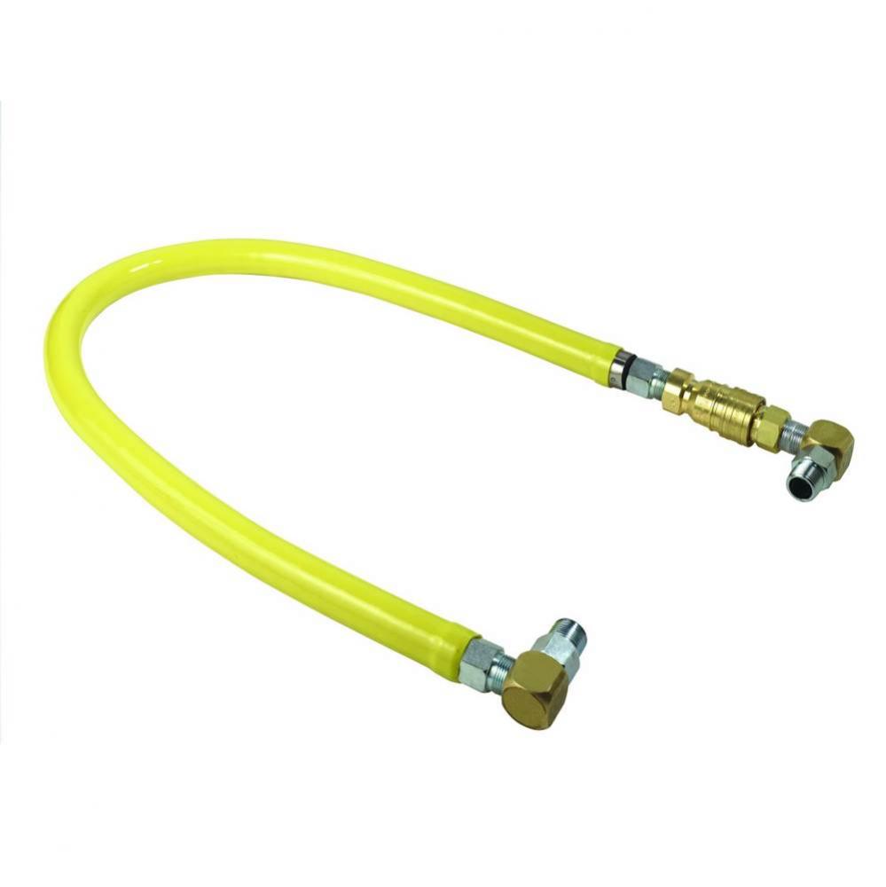 Gas Hose, 3/4&apos;&apos; NPT X 48&apos;&apos; Long, Swivels &amp; Quick-Disconnect, (2) Elbows HE