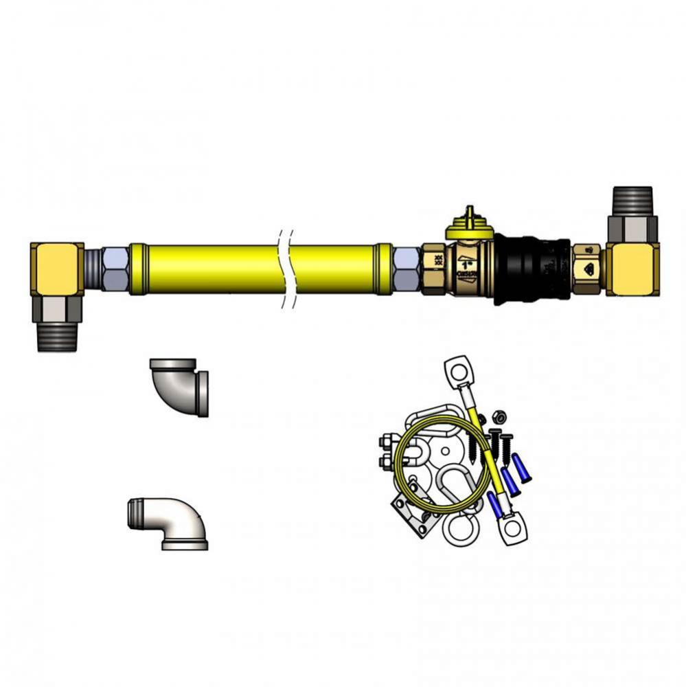 1&apos;&apos; x 48&apos;&apos; Gas Hose, Quick-Disconnect Valve (QDV), SwiveLinks, Gas Elbows &amp