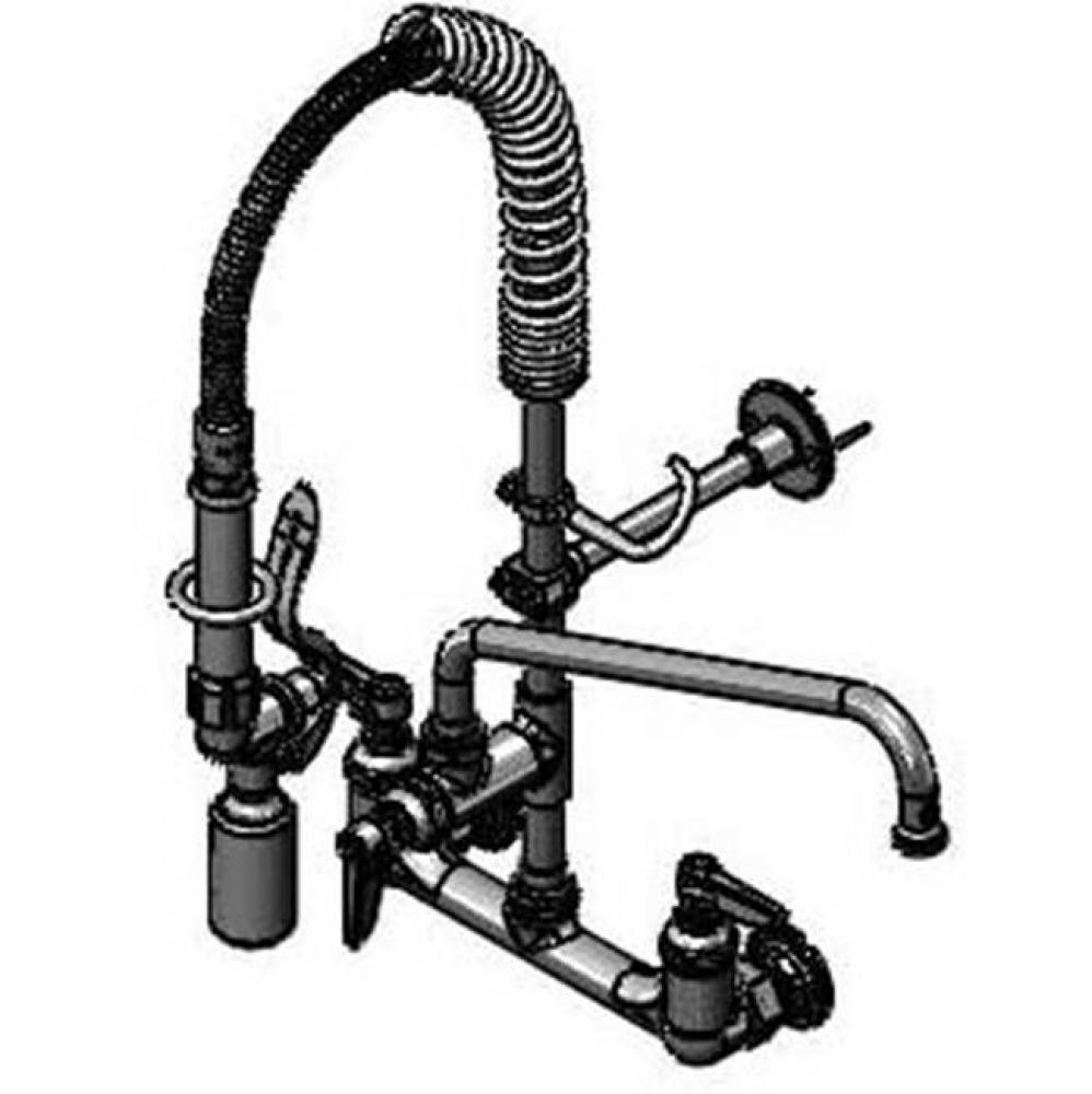 Mini PRU: 8&apos;&apos; Wall Mount Faucet w/B-0107-C, 12&apos;&apos; Swivel Nozzle, Lever Handles