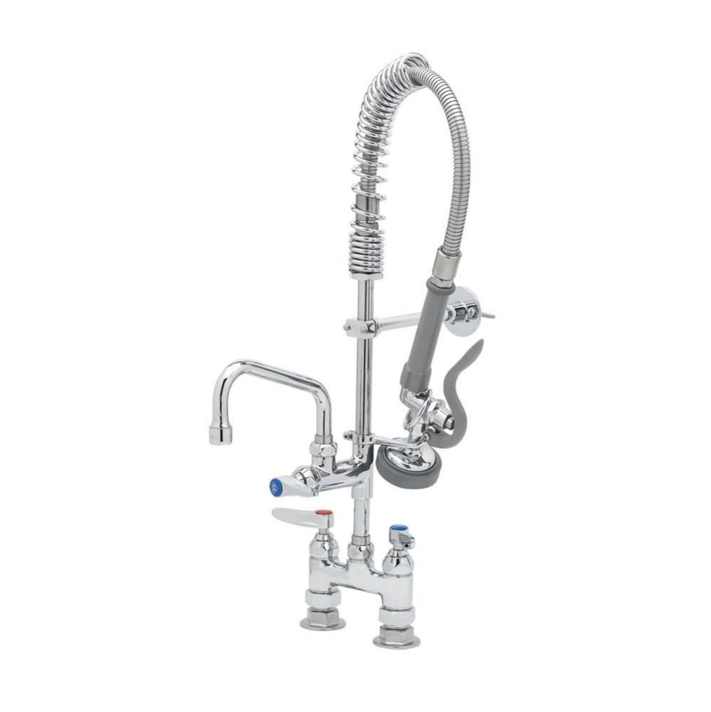 Mini-PRU: 4&apos;&apos; Deck Mount Faucet, B-0107, 6&apos;&apos; Swing Nozzle, Lever Handles, Wall