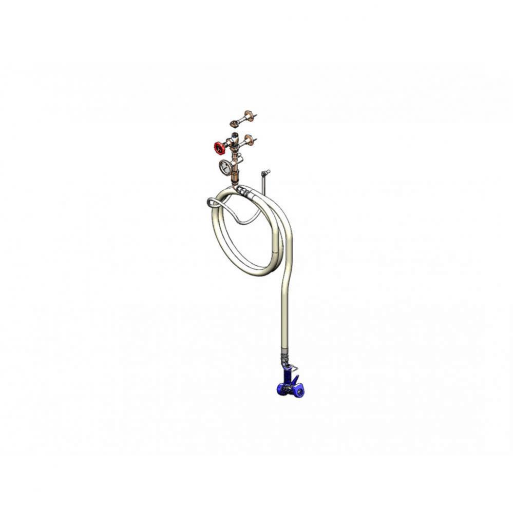 1/2&apos;&apos; Washdown Station: Valve, Thermometer, Swivel, 50&apos; Creamery Hose &amp; Water G