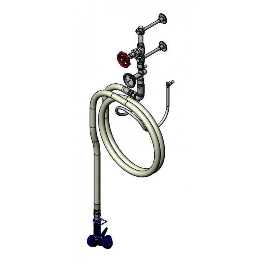 3/4&apos;&apos; Washdown Station: Valve, Thermometer, Swivel, 50&apos; Creamery Hose &amp; Water G