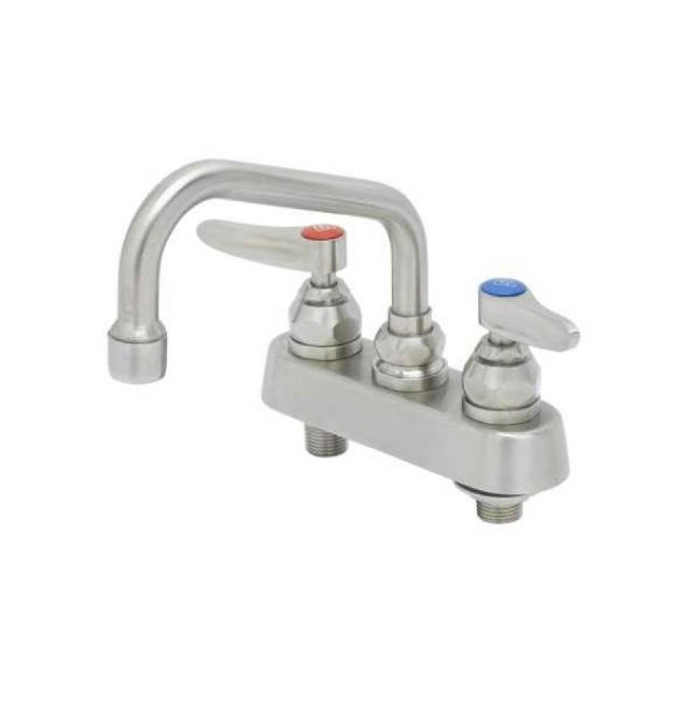 4&apos;&apos; Stainless Steel Deck Mount Workboard Faucet with Stainless Steel Lever Handles and 6