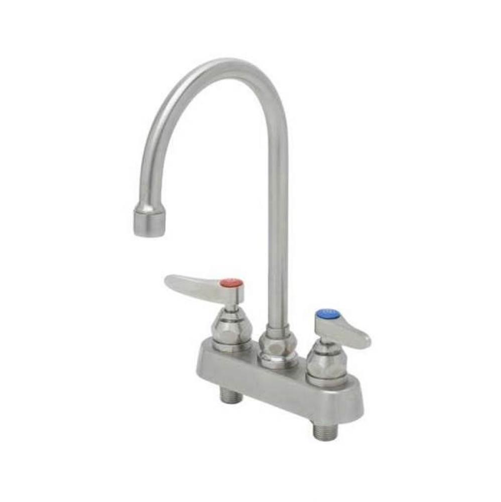 4&apos;&apos; Stainless Steel Deck Mount Workboard Faucet with Stainless Steel Lever Handles, 6&ap
