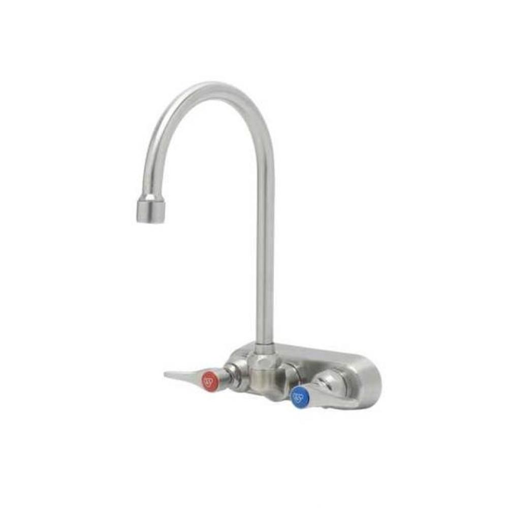 8&apos;&apos; Stainless Steel Deck Mount Workboard Faucet w/ Stainless Steel Lever Handles, Stainl
