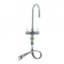 T&S Brass 5F-2SLX05CA - Faucet, Deck Mount, Single Hole, 18'' Flex Hoses,5-7/8'' Swivel Gooseneck, 2.2