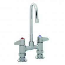 T&S Brass 5F-4DLS03 - Equip 4'' Deck Mount Base Faucet, 3'' Rigid Gooseneck, Lever Handles, Supply N